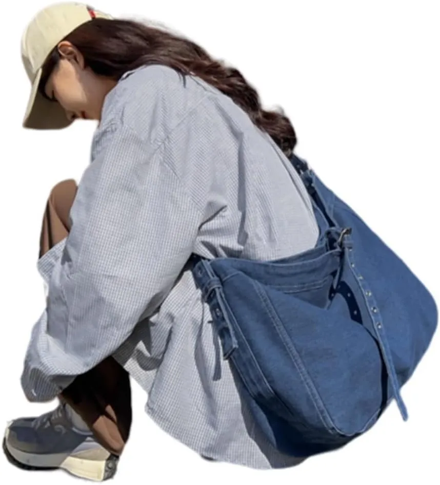 Womens Denim Shoulder Purses and Handbags, Casual Messenger Bag Tote Crossbody Purse Daily Hobo Bag