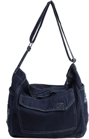 Womens Denim Shoulder Purses and Handbags, Casual Messenger Bag Tote Crossbody Purse Daily Hobo Bag