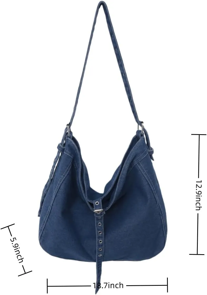 Womens Denim Shoulder Purses and Handbags, Casual Messenger Bag Tote Crossbody Purse Daily Hobo Bag