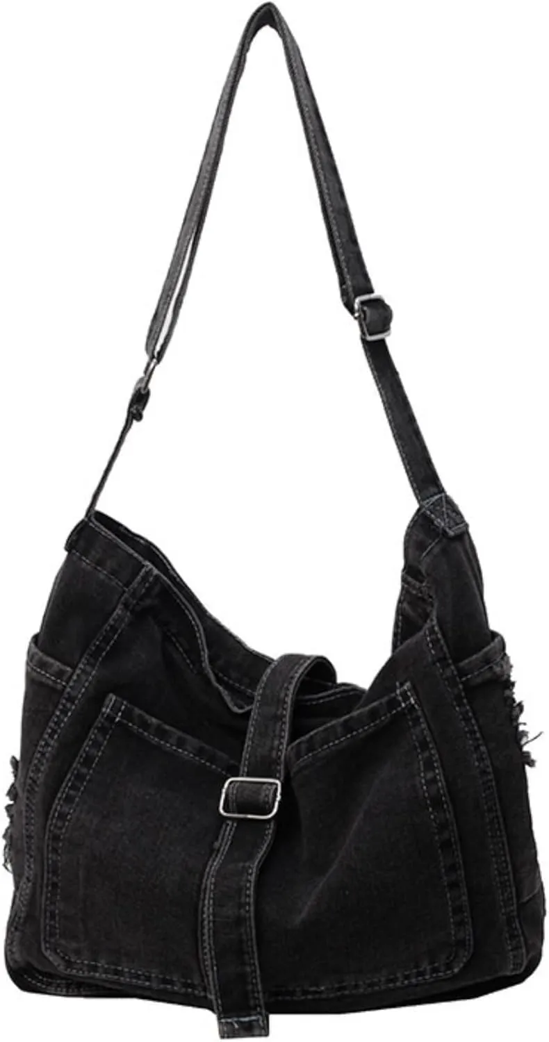 Womens Denim Shoulder Purses and Handbags, Casual Messenger Bag Tote Crossbody Purse Daily Hobo Bag