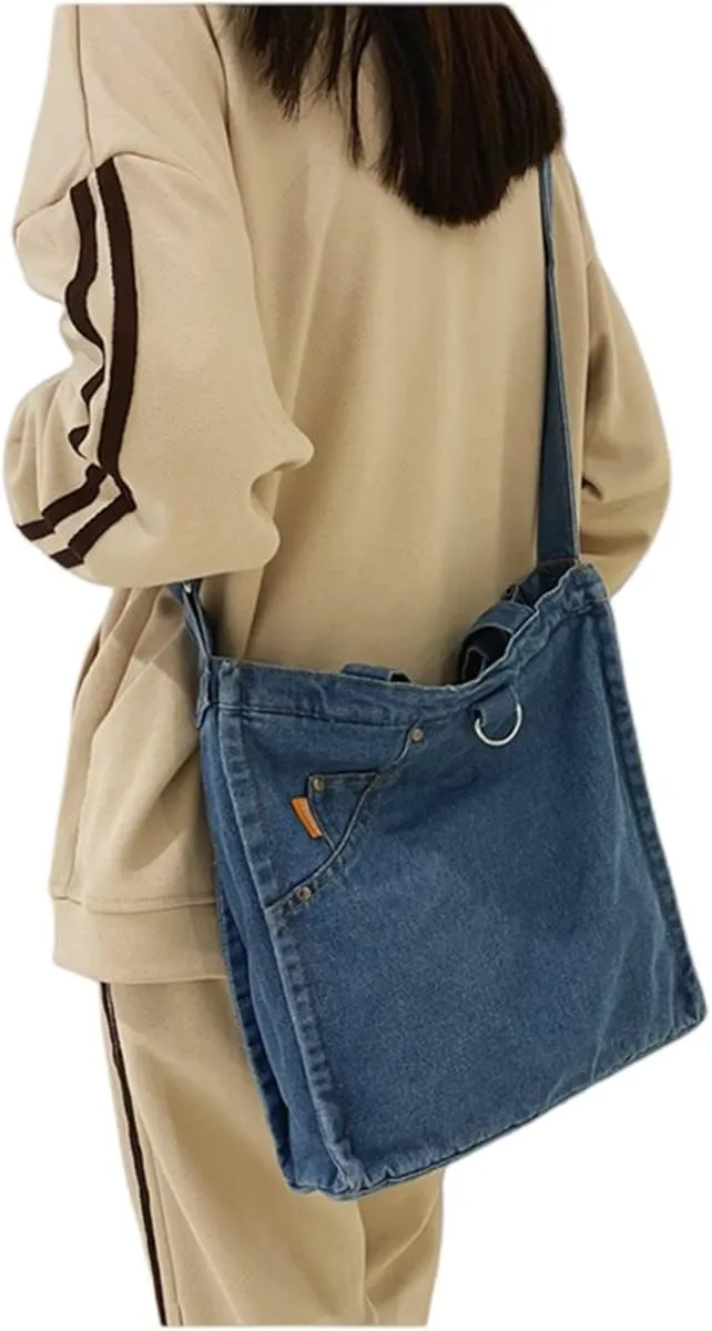Womens Denim Shoulder Purses and Handbags, Casual Messenger Bag Tote Crossbody Purse Daily Hobo Bag