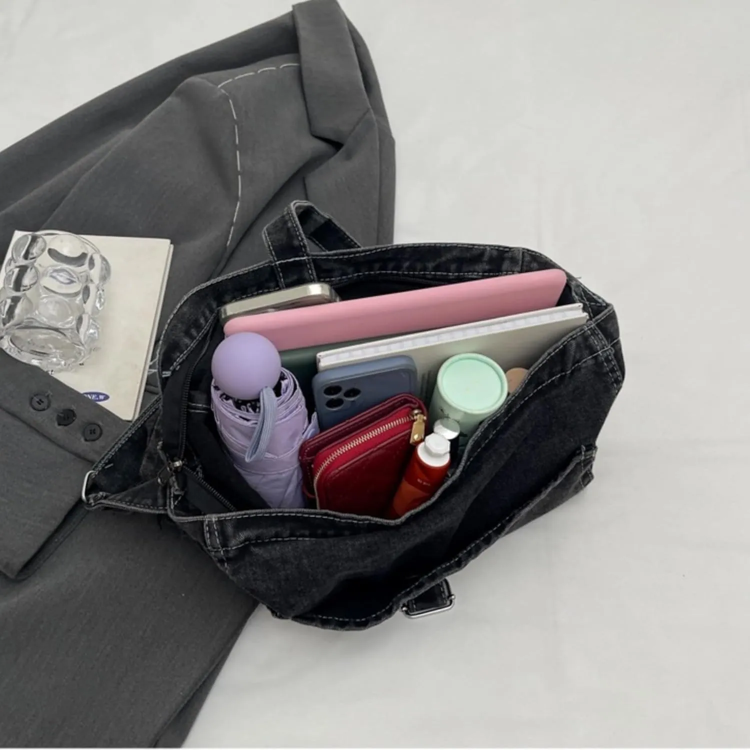 Womens Denim Shoulder Purses and Handbags, Casual Messenger Bag Tote Crossbody Purse Daily Hobo Bag