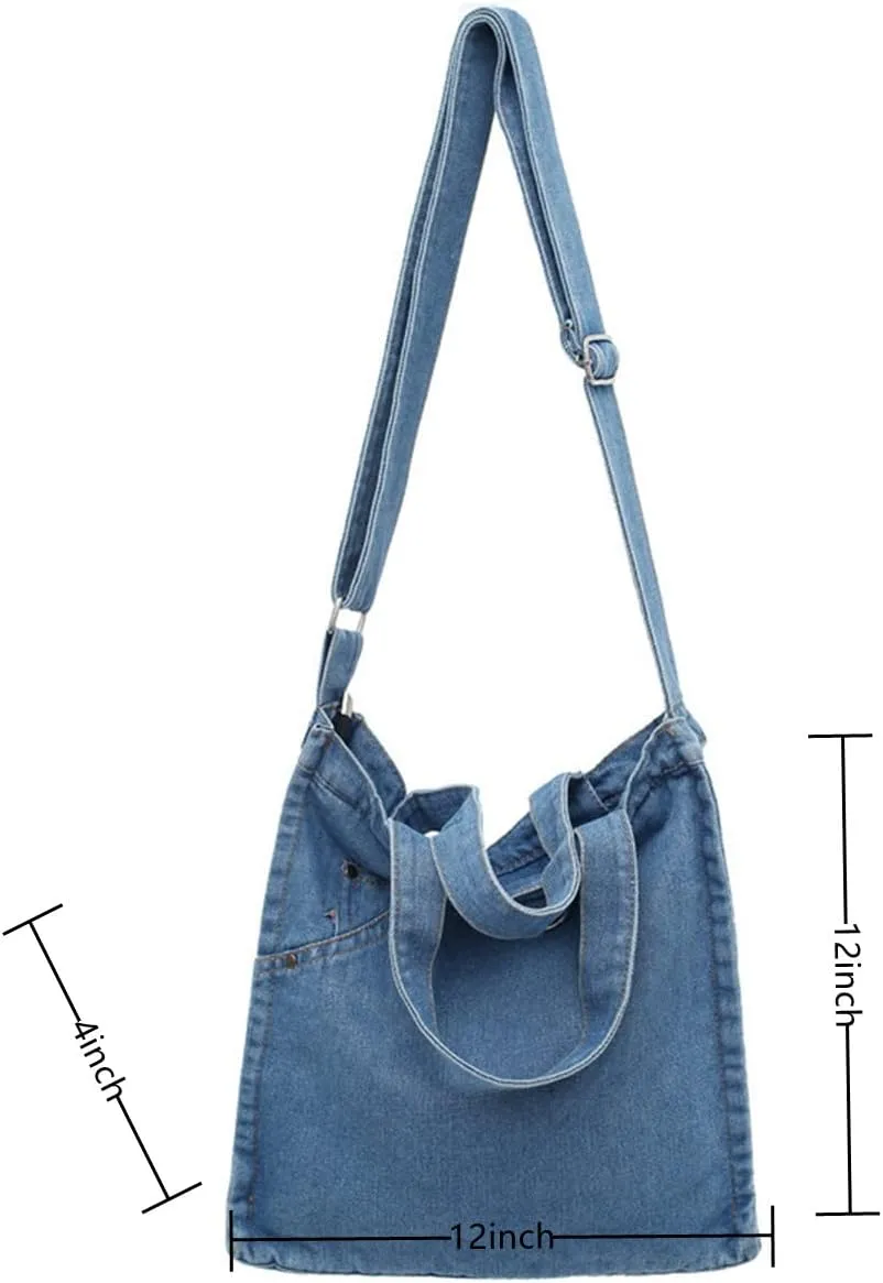 Womens Denim Shoulder Purses and Handbags, Casual Messenger Bag Tote Crossbody Purse Daily Hobo Bag