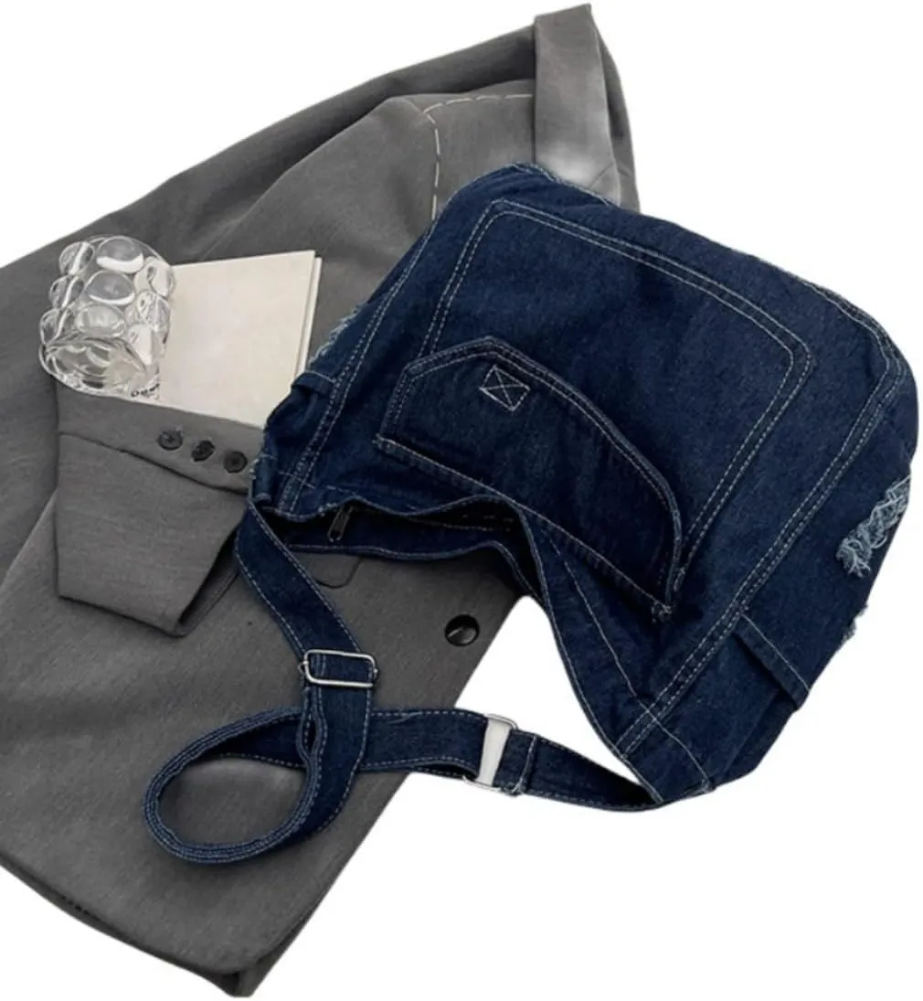 Womens Denim Shoulder Purses and Handbags, Casual Messenger Bag Tote Crossbody Purse Daily Hobo Bag
