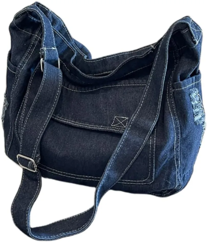 Womens Denim Shoulder Purses and Handbags, Casual Messenger Bag Tote Crossbody Purse Daily Hobo Bag