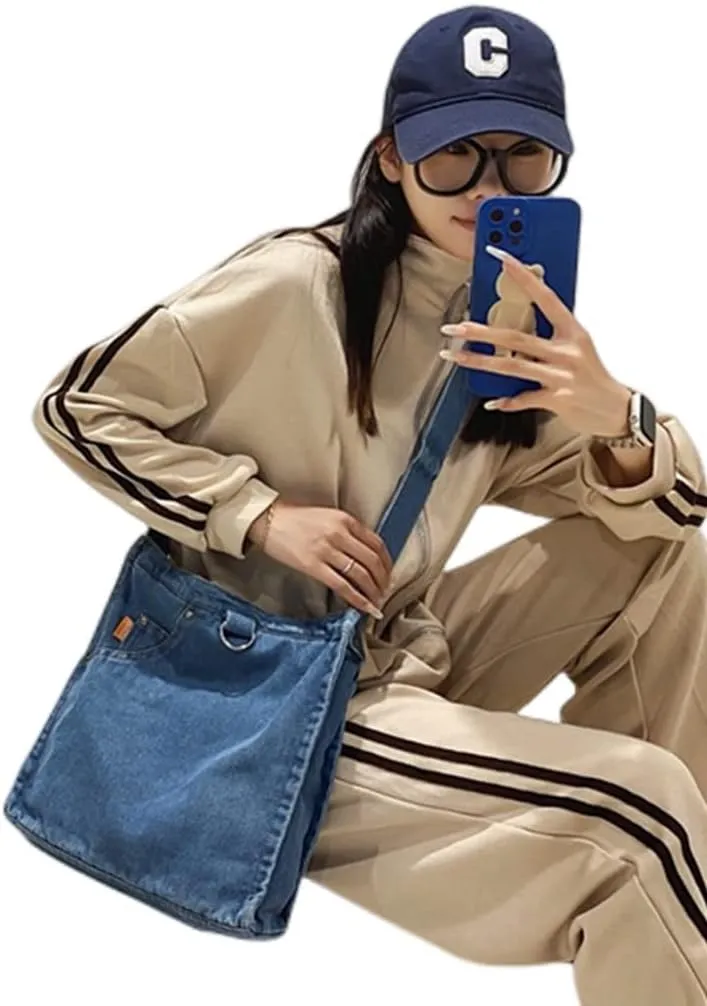 Womens Denim Shoulder Purses and Handbags, Casual Messenger Bag Tote Crossbody Purse Daily Hobo Bag