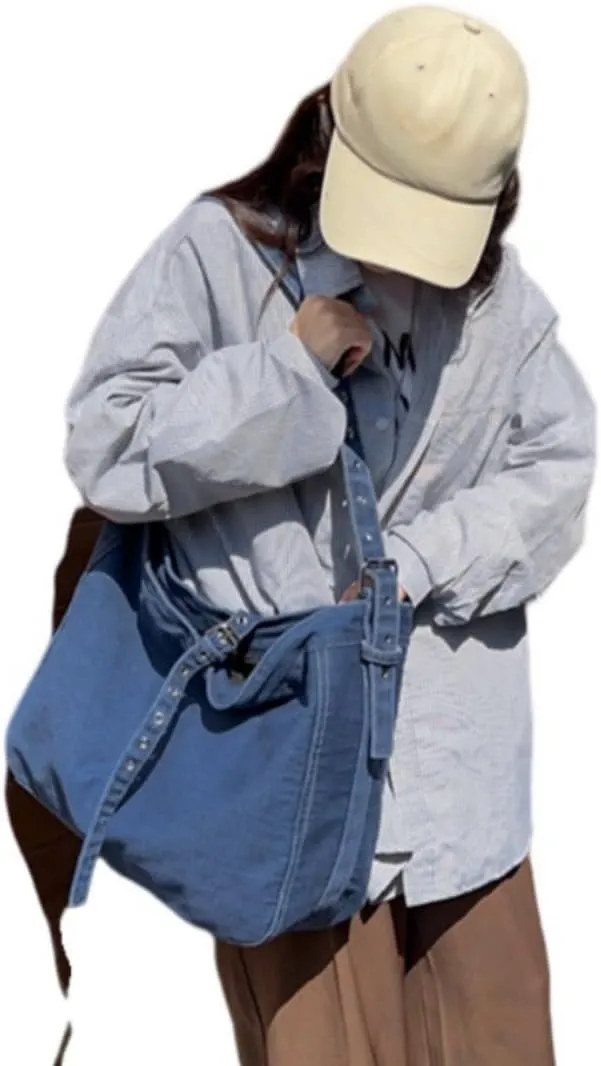 Womens Denim Shoulder Purses and Handbags, Casual Messenger Bag Tote Crossbody Purse Daily Hobo Bag