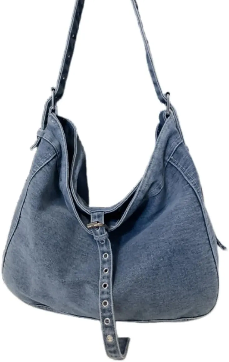 Womens Denim Shoulder Purses and Handbags, Casual Messenger Bag Tote Crossbody Purse Daily Hobo Bag
