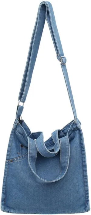 Womens Denim Shoulder Purses and Handbags, Casual Messenger Bag Tote Crossbody Purse Daily Hobo Bag