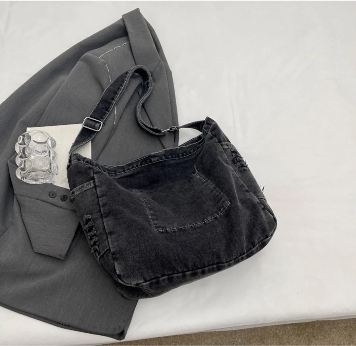 Womens Denim Shoulder Purses and Handbags, Casual Messenger Bag Tote Crossbody Purse Daily Hobo Bag