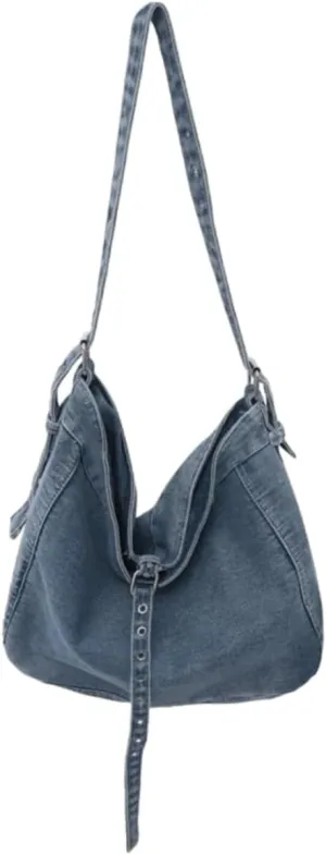 Womens Denim Shoulder Purses and Handbags, Casual Messenger Bag Tote Crossbody Purse Daily Hobo Bag