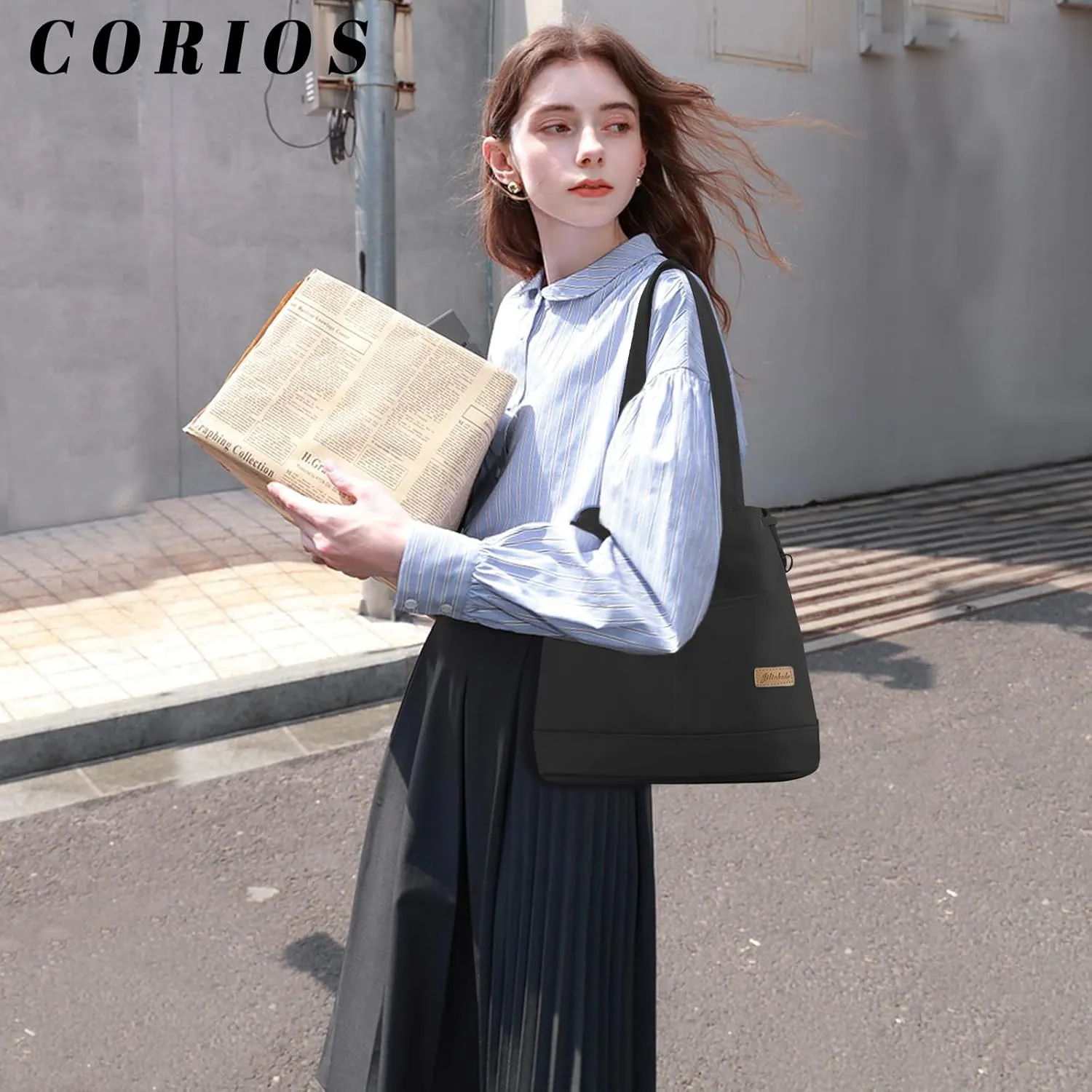 Women's Drawstring Canvas Tote Handbag - Large Shoulder & Crossbody Bag with Top Handle