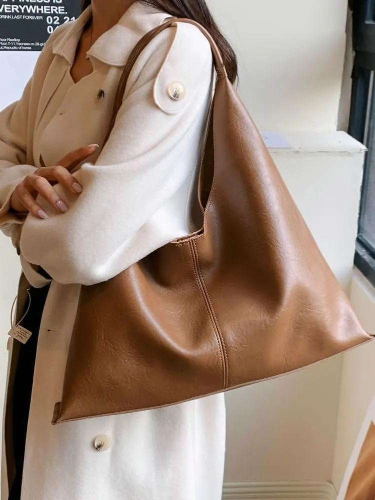 Womens Fashion Shoulder Bag Large PU Leather Tote Bag Soft Purse Handbag Work Top Handle Satchels 2pcs