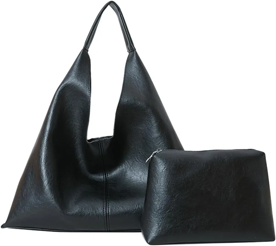 Womens Fashion Shoulder Bag Large PU Leather Tote Bag Soft Purse Handbag Work Top Handle Satchels 2pcs