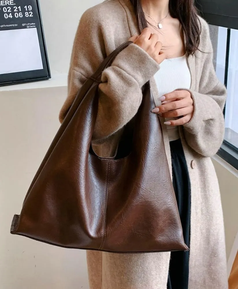 Womens Fashion Shoulder Bag Large PU Leather Tote Bag Soft Purse Handbag Work Top Handle Satchels 2pcs