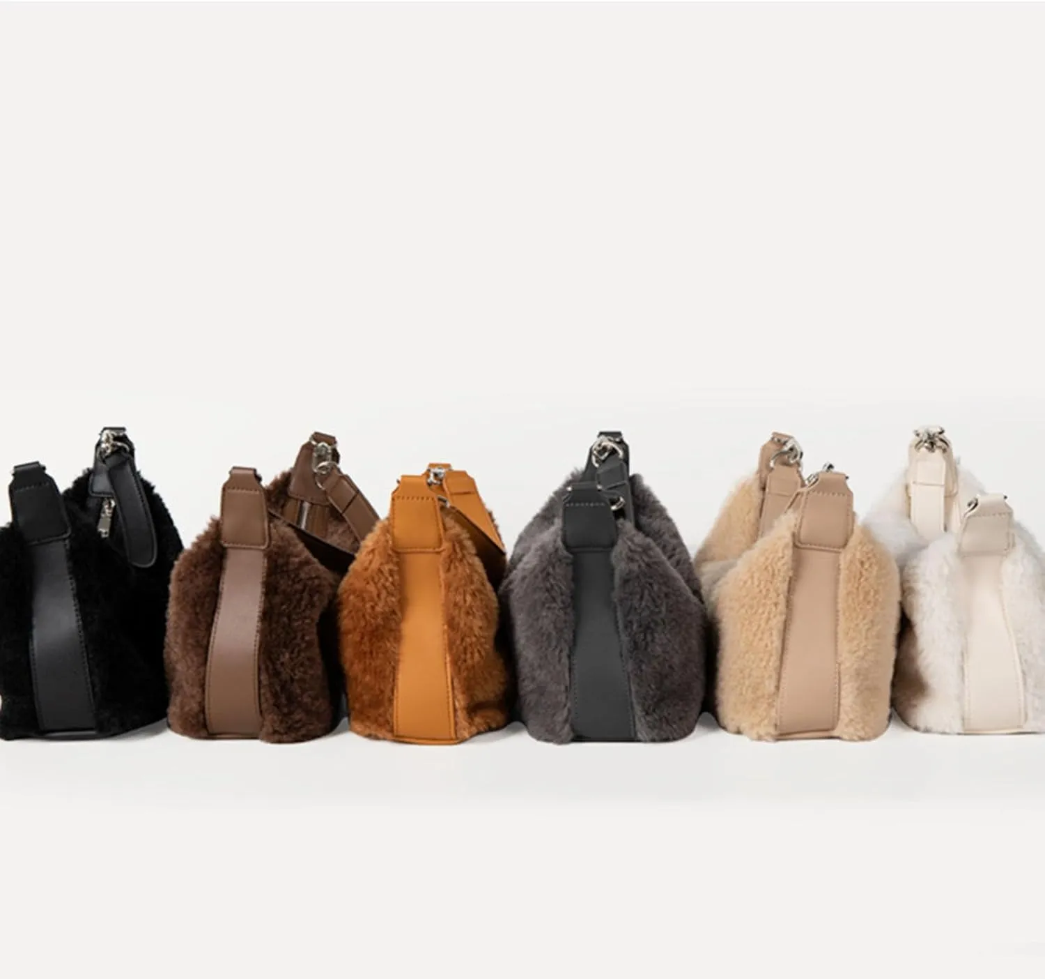 Women's Fashionable Soft Short Plush Handbag Winter Fluffy Plush Premium Underarm Shoulder Wallet Premium Shoulder Bag