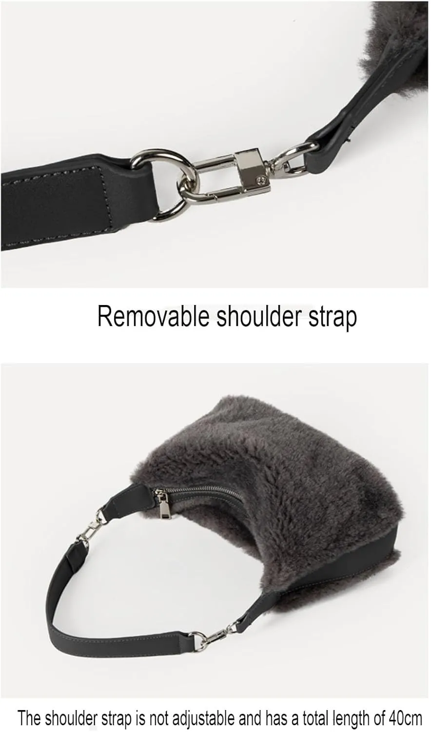 Women's Fashionable Soft Short Plush Handbag Winter Fluffy Plush Premium Underarm Shoulder Wallet Premium Shoulder Bag