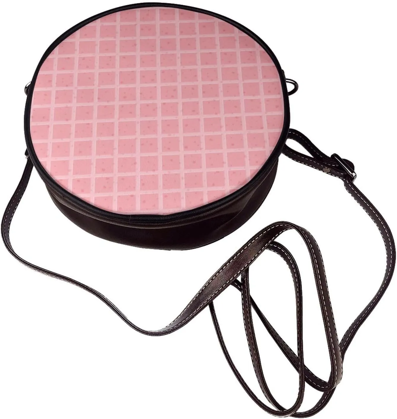 Women's Faux Leather Crossbody Bag Handle Circle Bag Mini Purse Clutch Handbag
