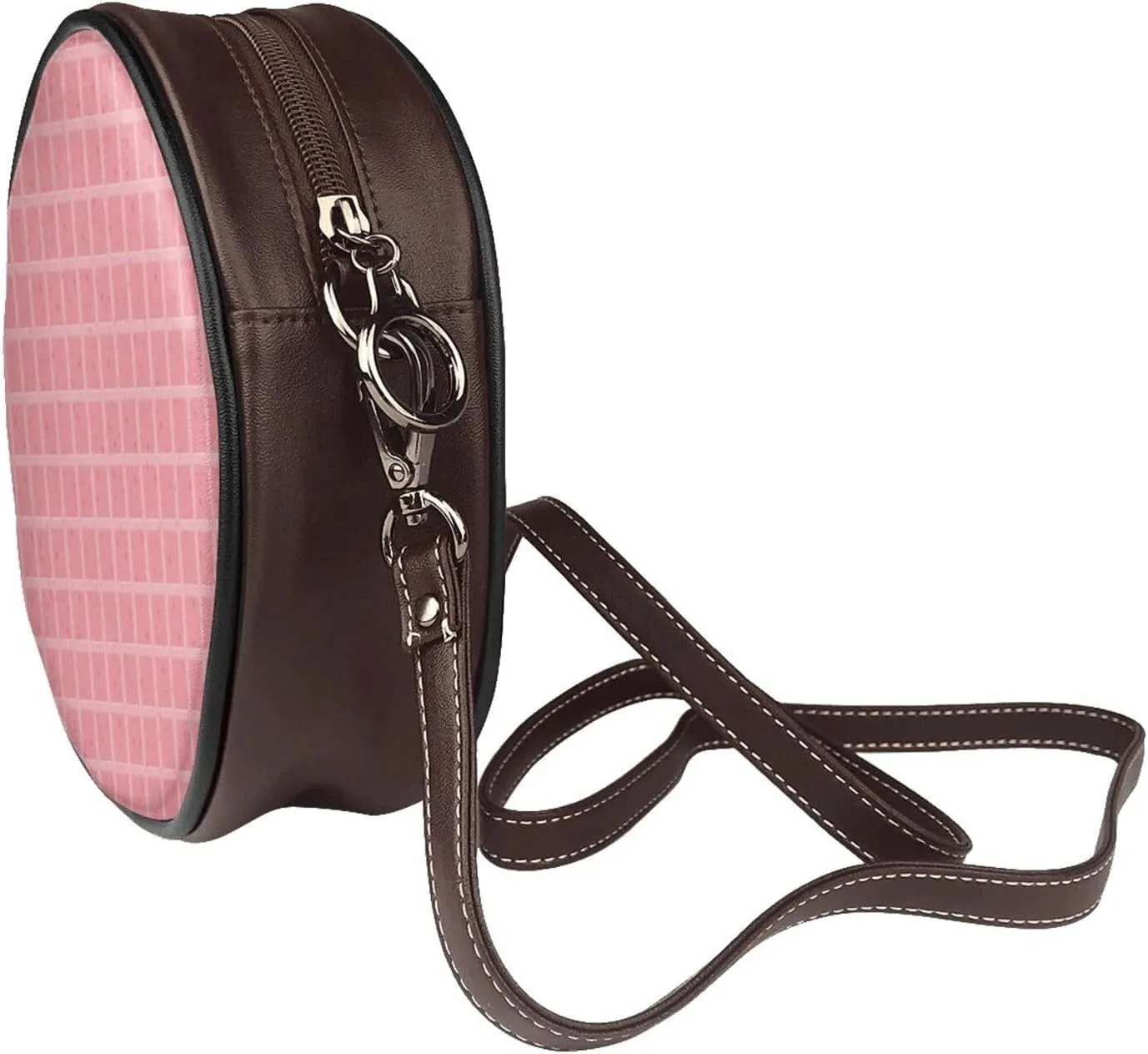 Women's Faux Leather Crossbody Bag Handle Circle Bag Mini Purse Clutch Handbag