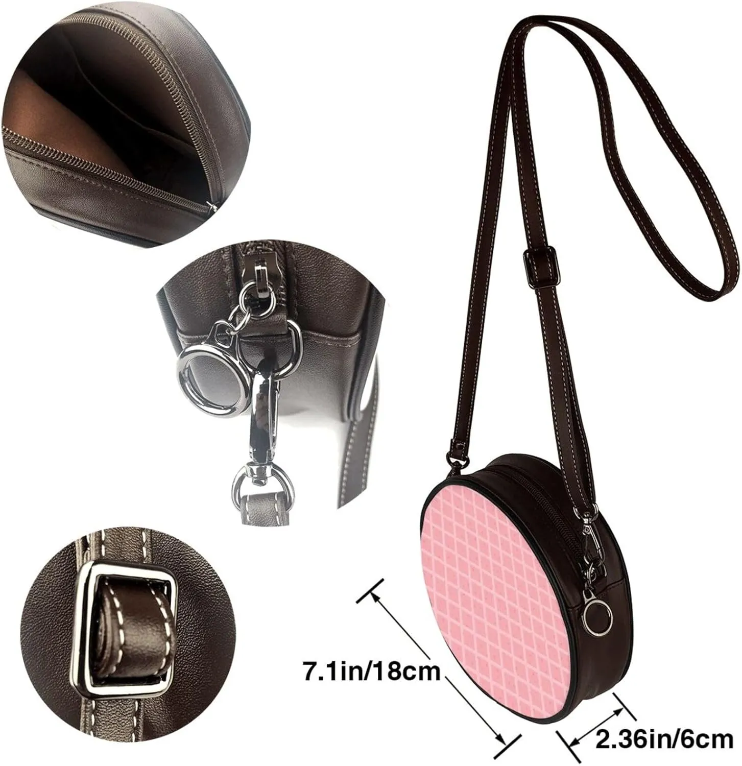 Women's Faux Leather Crossbody Bag Handle Circle Bag Mini Purse Clutch Handbag