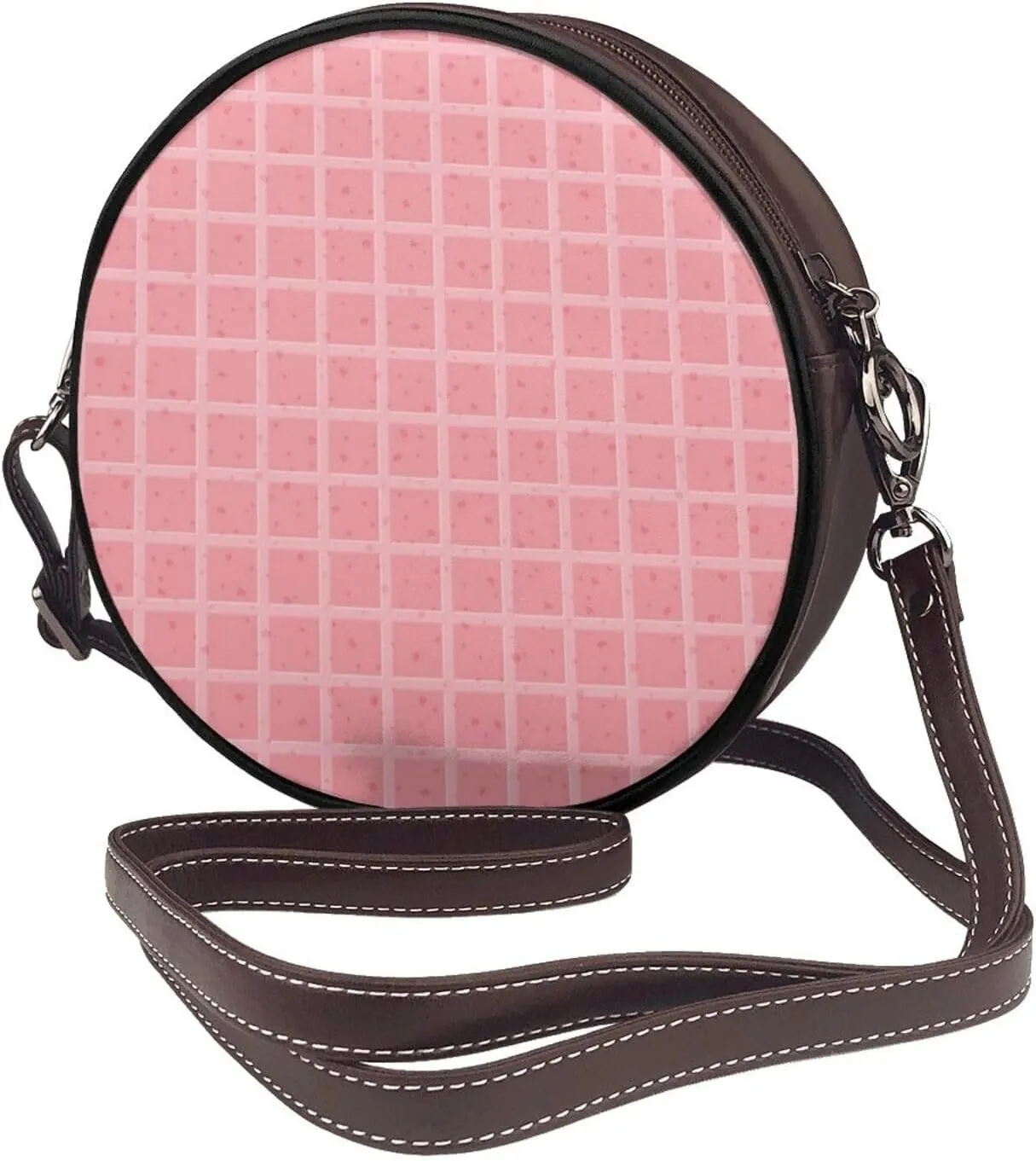 Women's Faux Leather Crossbody Bag Handle Circle Bag Mini Purse Clutch Handbag