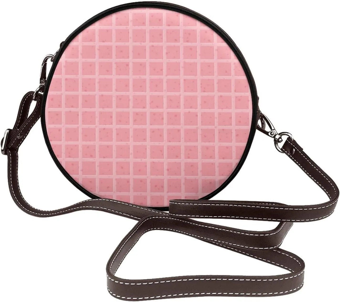 Women's Faux Leather Crossbody Bag Handle Circle Bag Mini Purse Clutch Handbag
