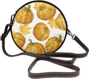 Women's Faux Leather Large Round Crossbody Purse Handbag Shoulder Bag for Travel