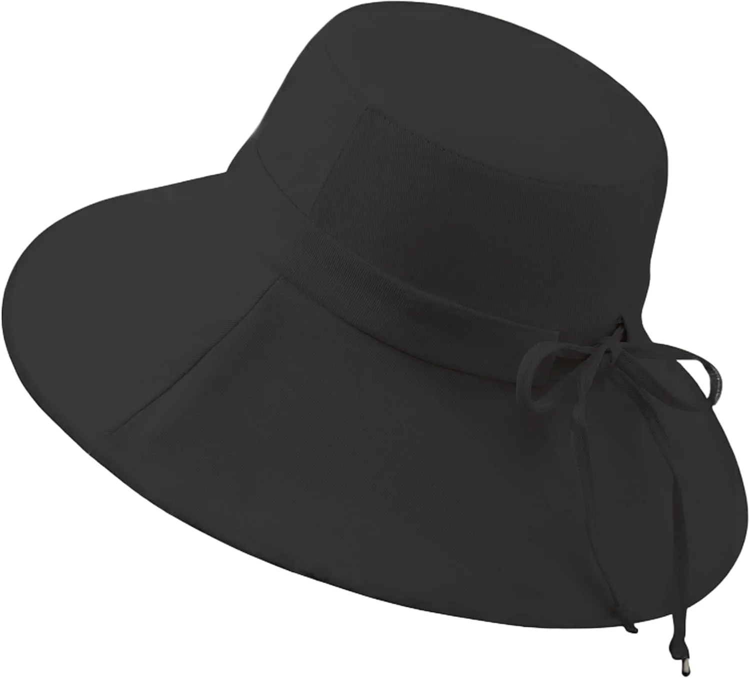 Womens Foldable Shapeable Brim Sun Hat UPF 50  Cotton Wide Brim Beach Adjustable Chin Strap Hat Sun Protection Cap