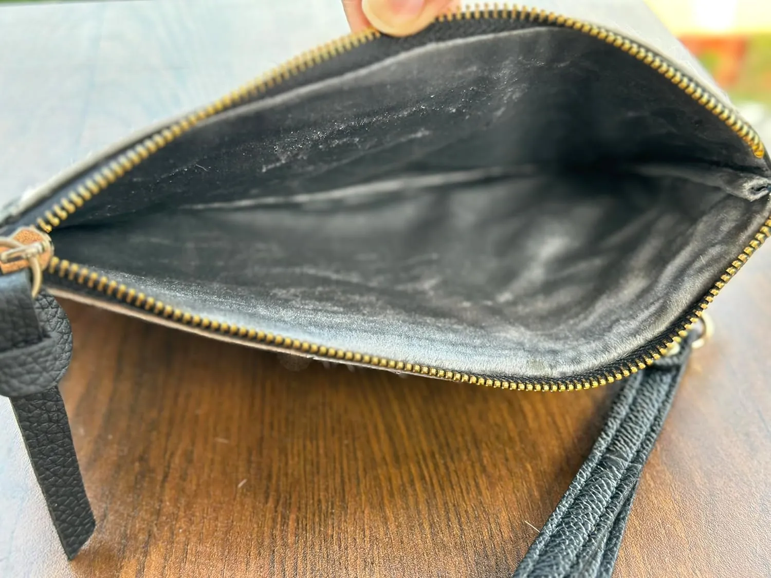 Women's Genuine Italian Hair-On Hide Leather Small Pouch Wristlet Clutch Wallet Purse, Gold Zipper