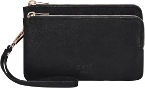 Women's Genuine Leather Double Zip Wristlet Clutch Wallet Purse