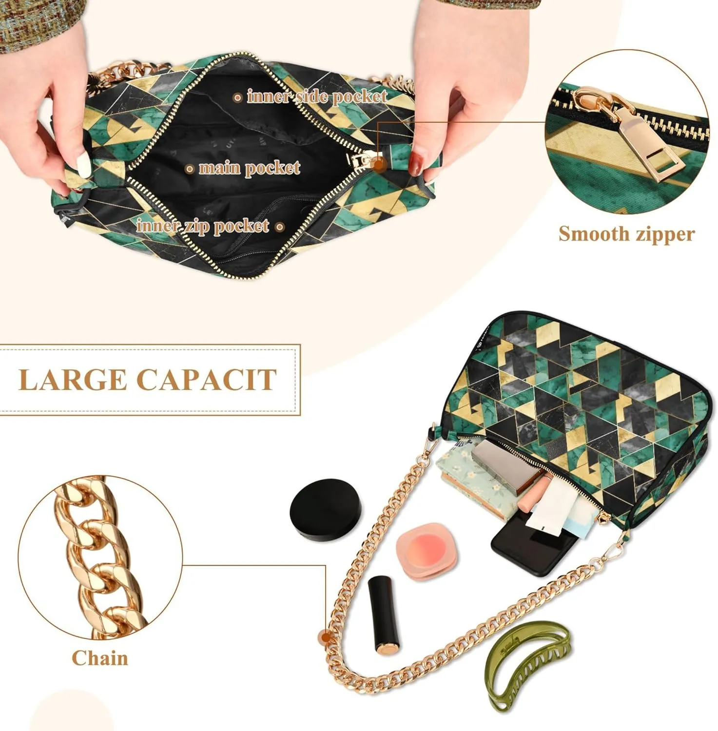 Women's Handbags Tote Crossbody Bag Stylish Purse Ladies Shoulder Bag Handbag Boho Mndalas Abstract Design Crescent Bag