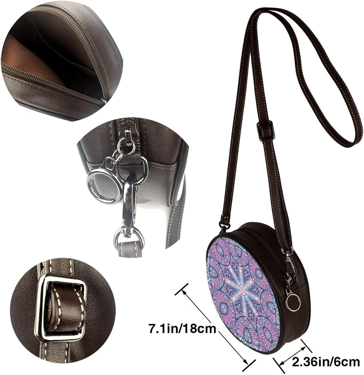 Womens Large Elegant Leather Round Shoulder Crossbody Messenger Bag Purse Bag