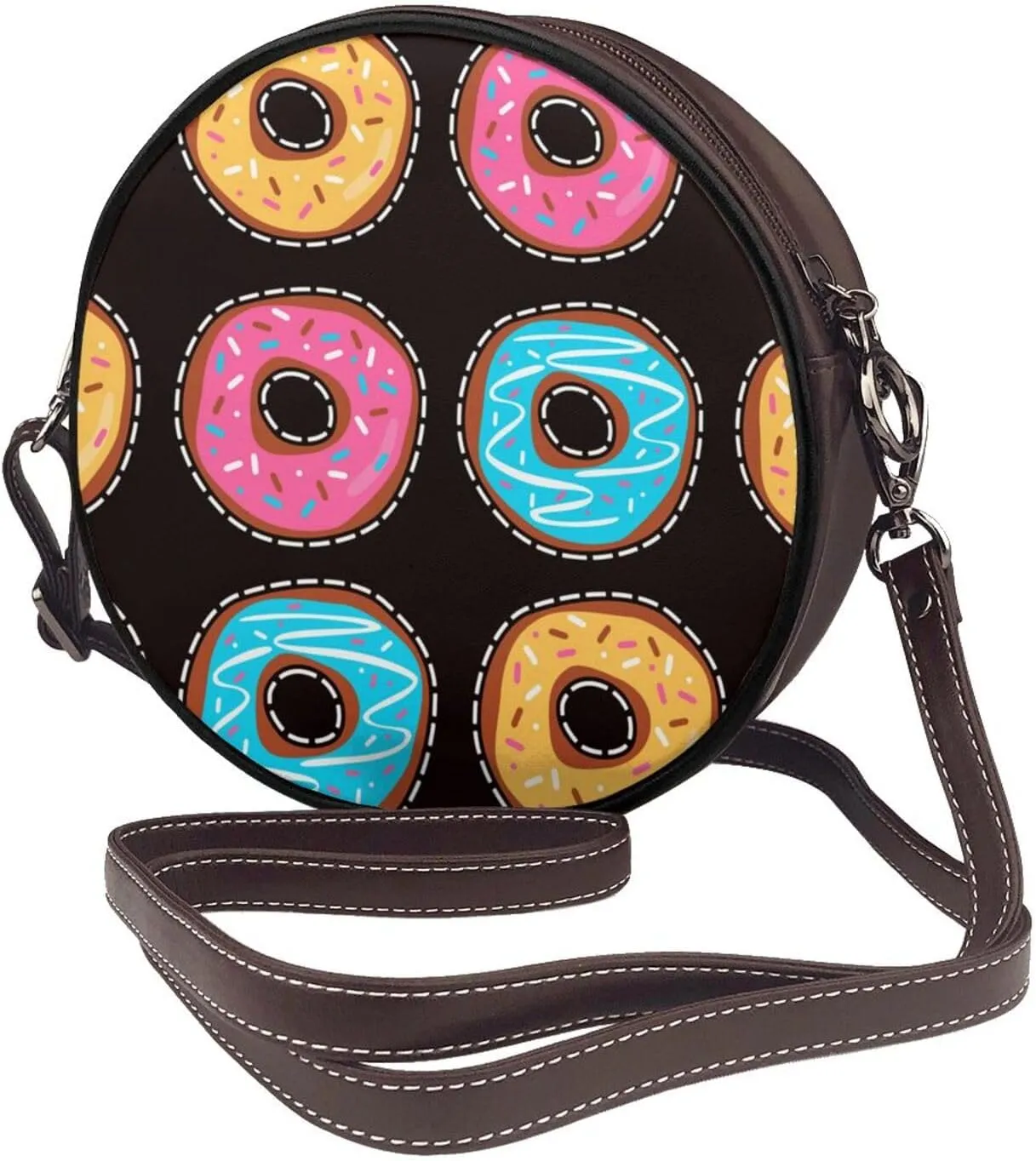 Womens Large Elegant Leather Round Shoulder Crossbody Messenger Bag Purse Bag