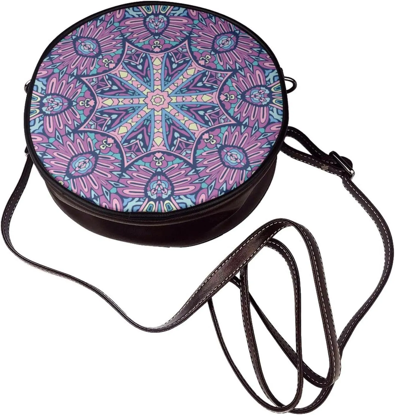 Womens Large Elegant Leather Round Shoulder Crossbody Messenger Bag Purse Bag