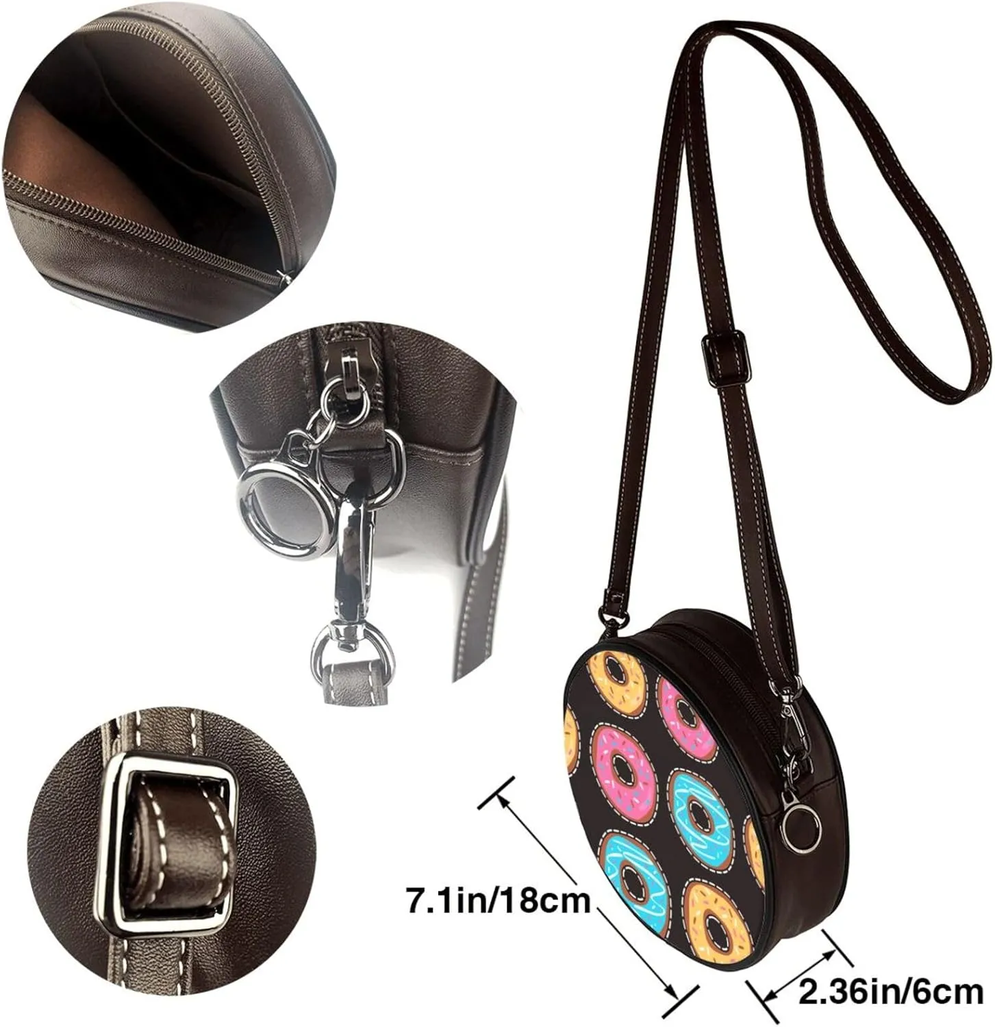 Womens Large Elegant Leather Round Shoulder Crossbody Messenger Bag Purse Bag