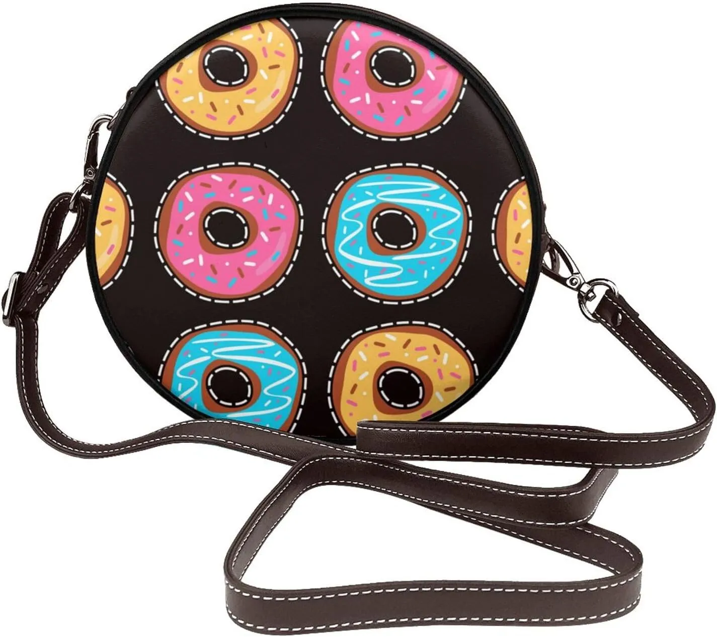 Womens Large Elegant Leather Round Shoulder Crossbody Messenger Bag Purse Bag