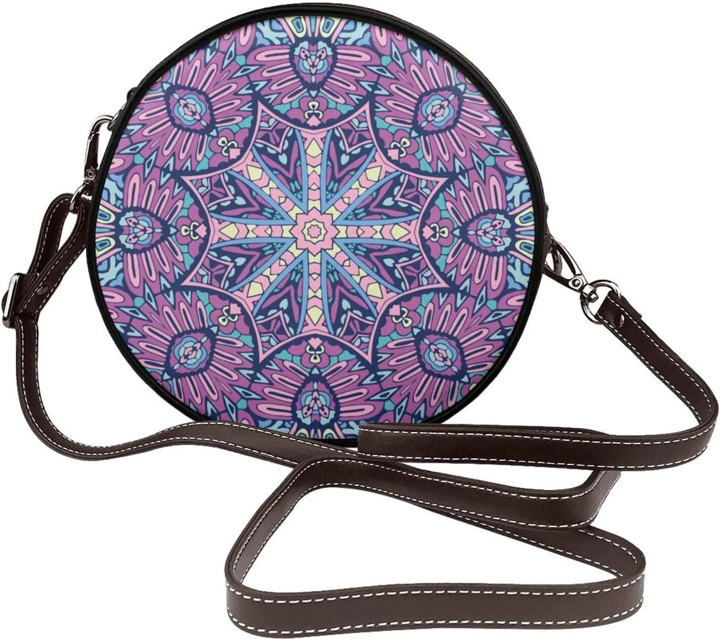 Womens Large Elegant Leather Round Shoulder Crossbody Messenger Bag Purse Bag