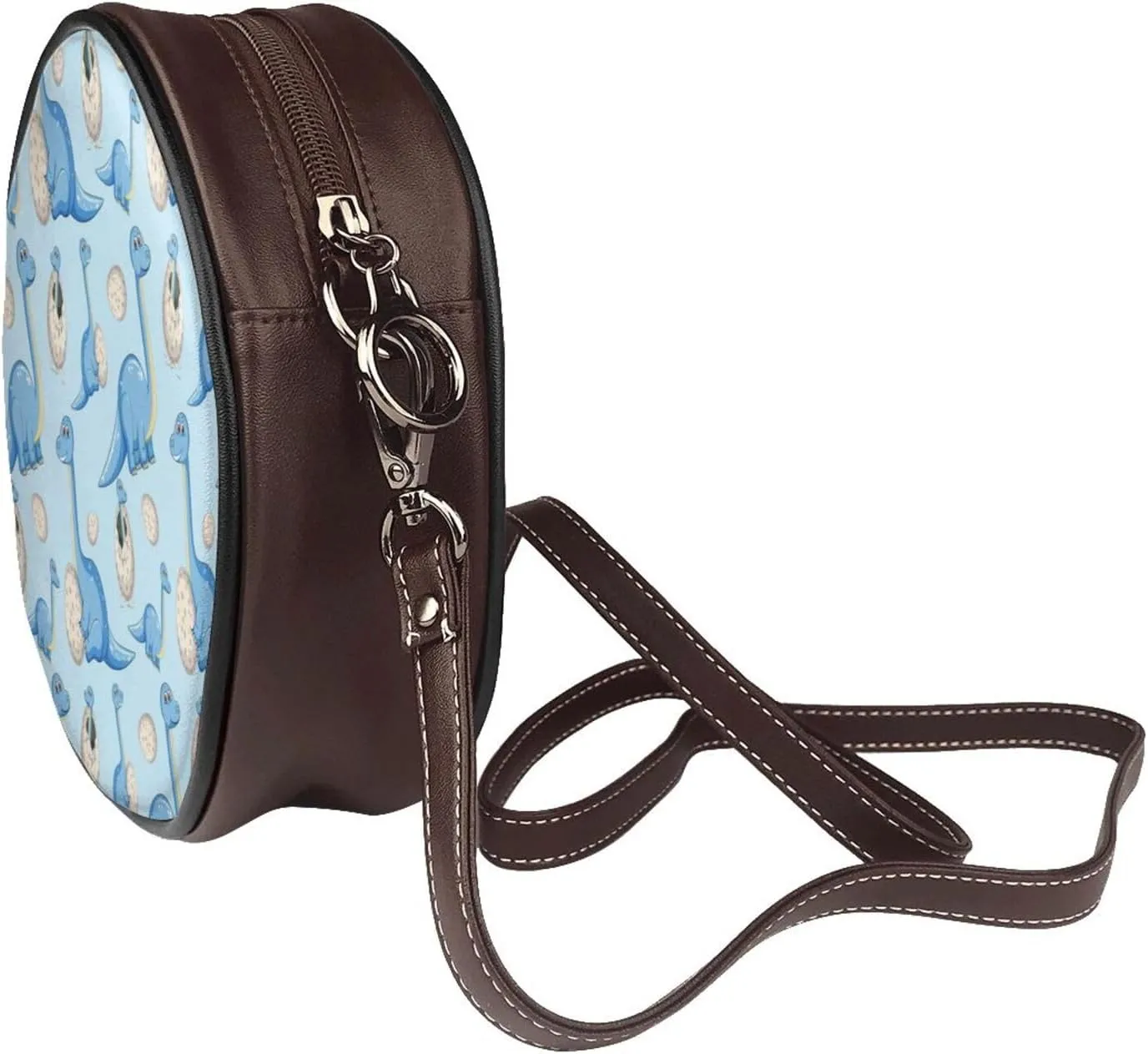 Women's Leather Flap Crossbody Purse Handbag Shoulder Bag, Sling Round Bag for Party Christmas