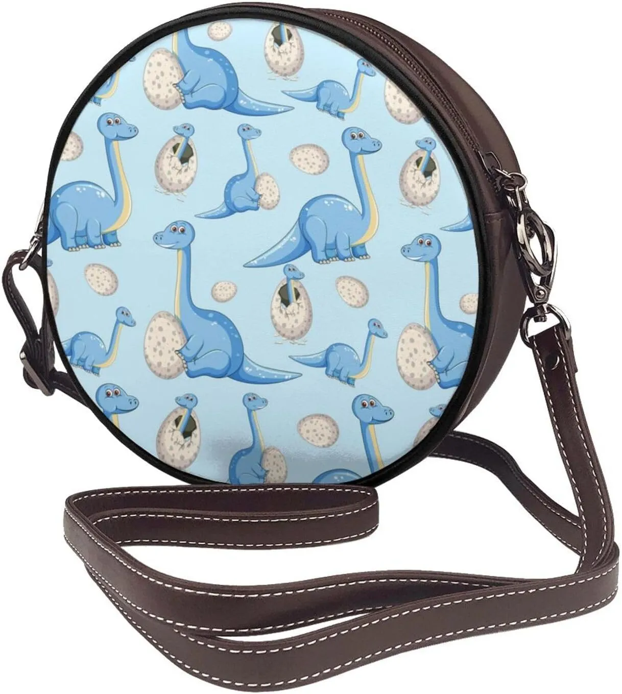 Women's Leather Flap Crossbody Purse Handbag Shoulder Bag, Sling Round Bag for Party Christmas