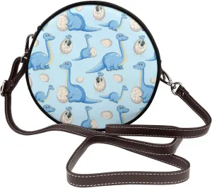 Women's Leather Flap Crossbody Purse Handbag Shoulder Bag, Sling Round Bag for Party Christmas