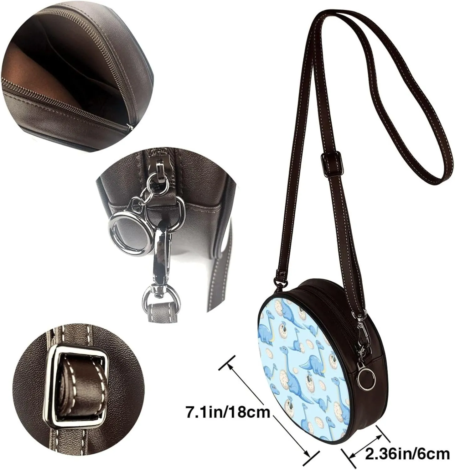 Women's Leather Flap Crossbody Purse Handbag Shoulder Bag, Sling Round Bag for Party Christmas