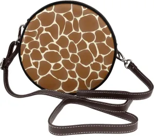 Women's PU Leather Round Crossbody Purse Handbag Crossbody Shoulder Bag for Travel Outdoor