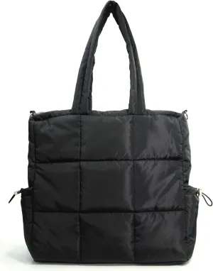 Women's Puffer Quilted Tote Bag Lightweight Satchel with Detachable Shoulder Strap Purse for for Travel, Work