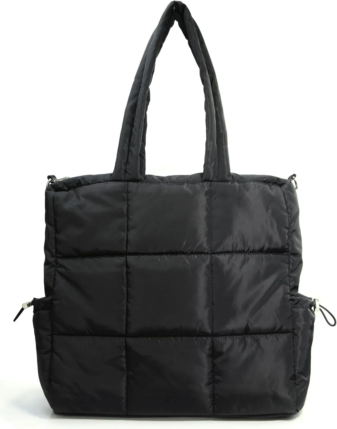 Women's Puffer Quilted Tote Bag Lightweight Satchel with Detachable Shoulder Strap Purse for for Travel, Work