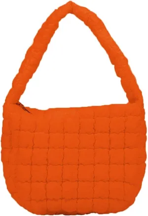 Women's Quilted Handbag Nylon Puffer Shoulder Bag Soft Puffy Tote Bag Lightweight Padding Underarm Hobo Bag