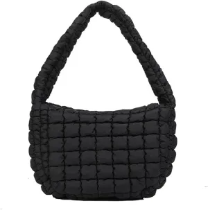 Women's Quilted Handbag Nylon Puffer Shoulder Bag Soft Puffy Tote Bag Lightweight Padding Underarm Hobo Bag