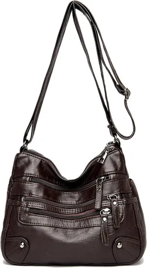 Womens Shoulder Bags Women Multi-Layer Classic Crossbody Bag Soft Leather Ladies Handbags