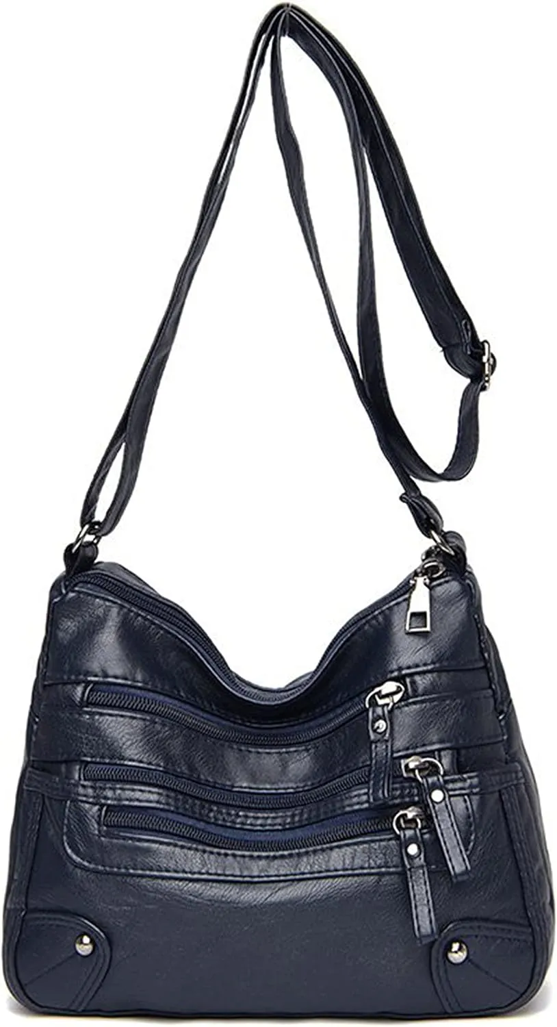 Womens Shoulder Bags Women Multi-Layer Classic Crossbody Bag Soft Leather Ladies Handbags