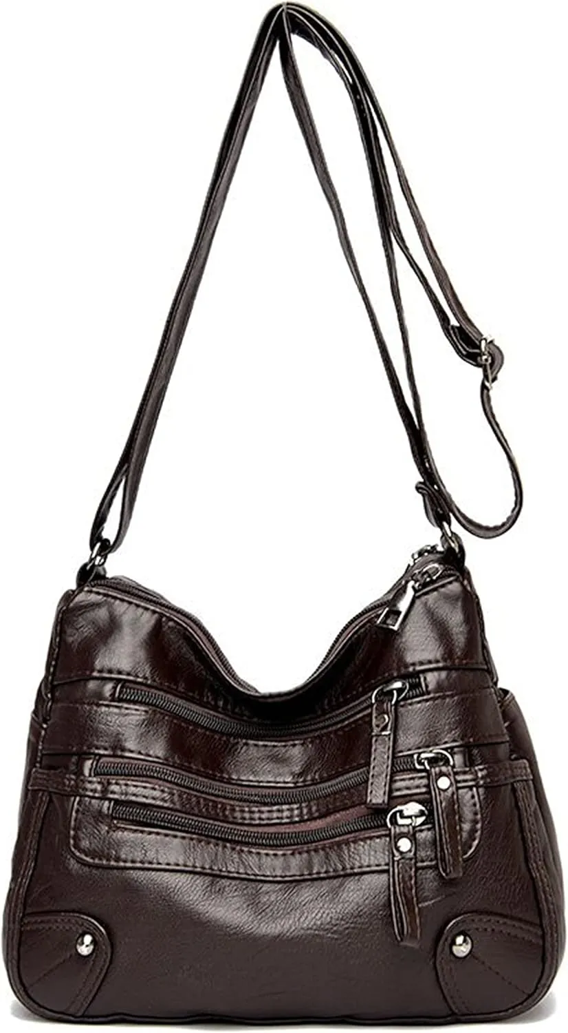 Womens Shoulder Bags Women Multi-Layer Classic Crossbody Bag Soft Leather Ladies Handbags