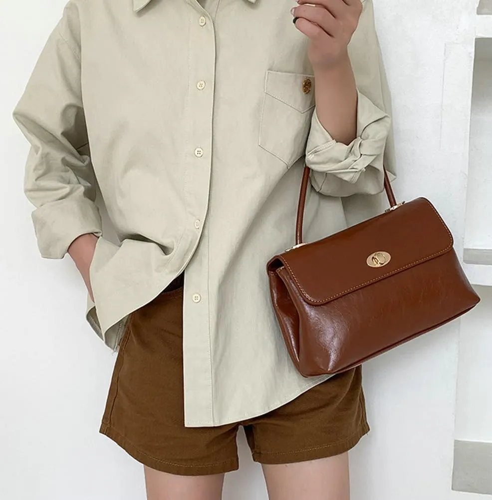 Women's Shoulder Crossbody Bag Handbag Retro Designer Purse Soft PU Leather Handbag Satchel Small Tote Bag